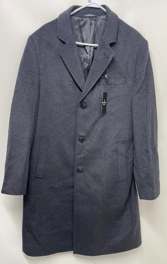 London Fog Men 42L Signature 42 Single Breasted Wool Jacket Charcoal Coat L19193