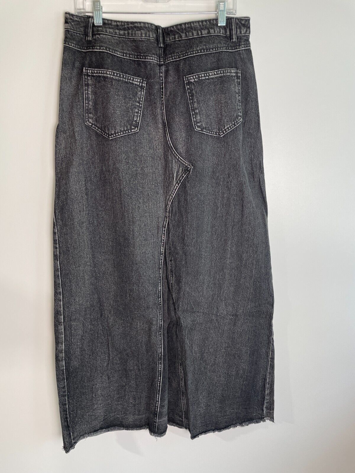 Lala Womens XL Don’t Kill My Vibe Criss Cross Denim Jean Maxi Skirt Black