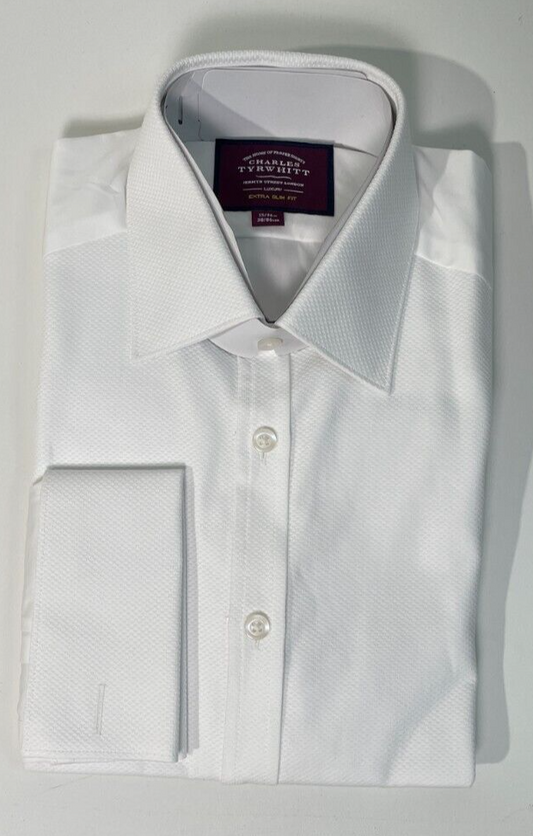 Charles Tyrwhitt Men's 15/34 ESF Marcella Bib Evening Shirt White FOL0155WHT