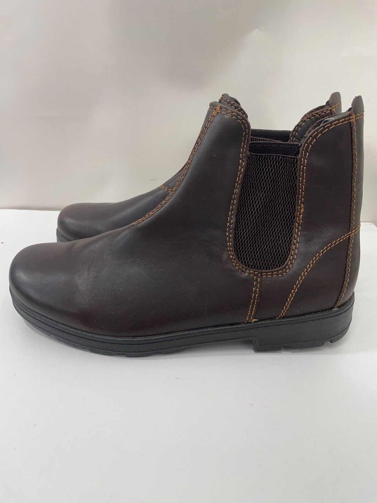 Eastland Mens 12 Julius Chelsea Boots Brown Leather Pull On Elastic Goring