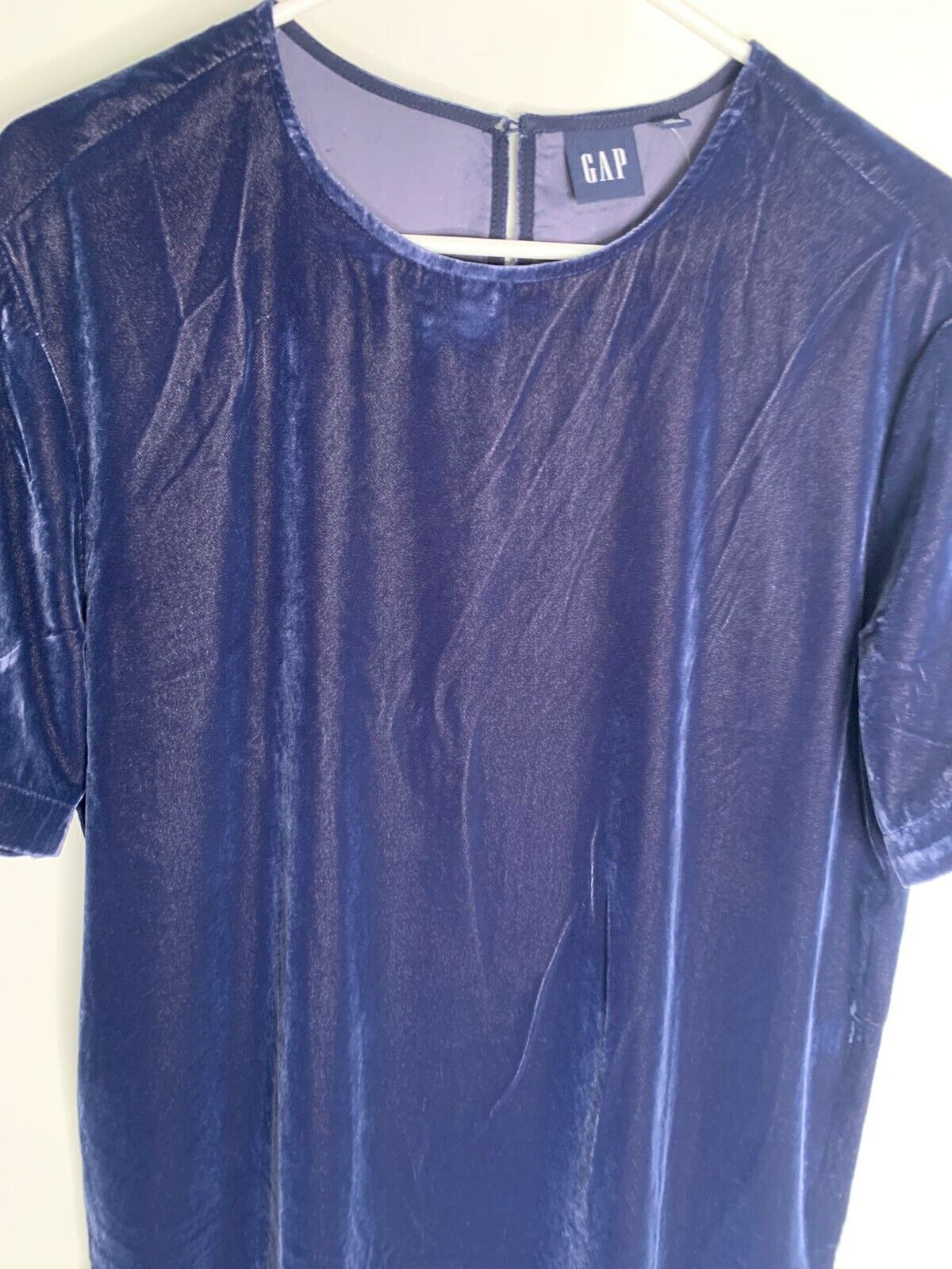 Gap Womens M Navy Blue Recycled Velvet T Shirt Dress Tee