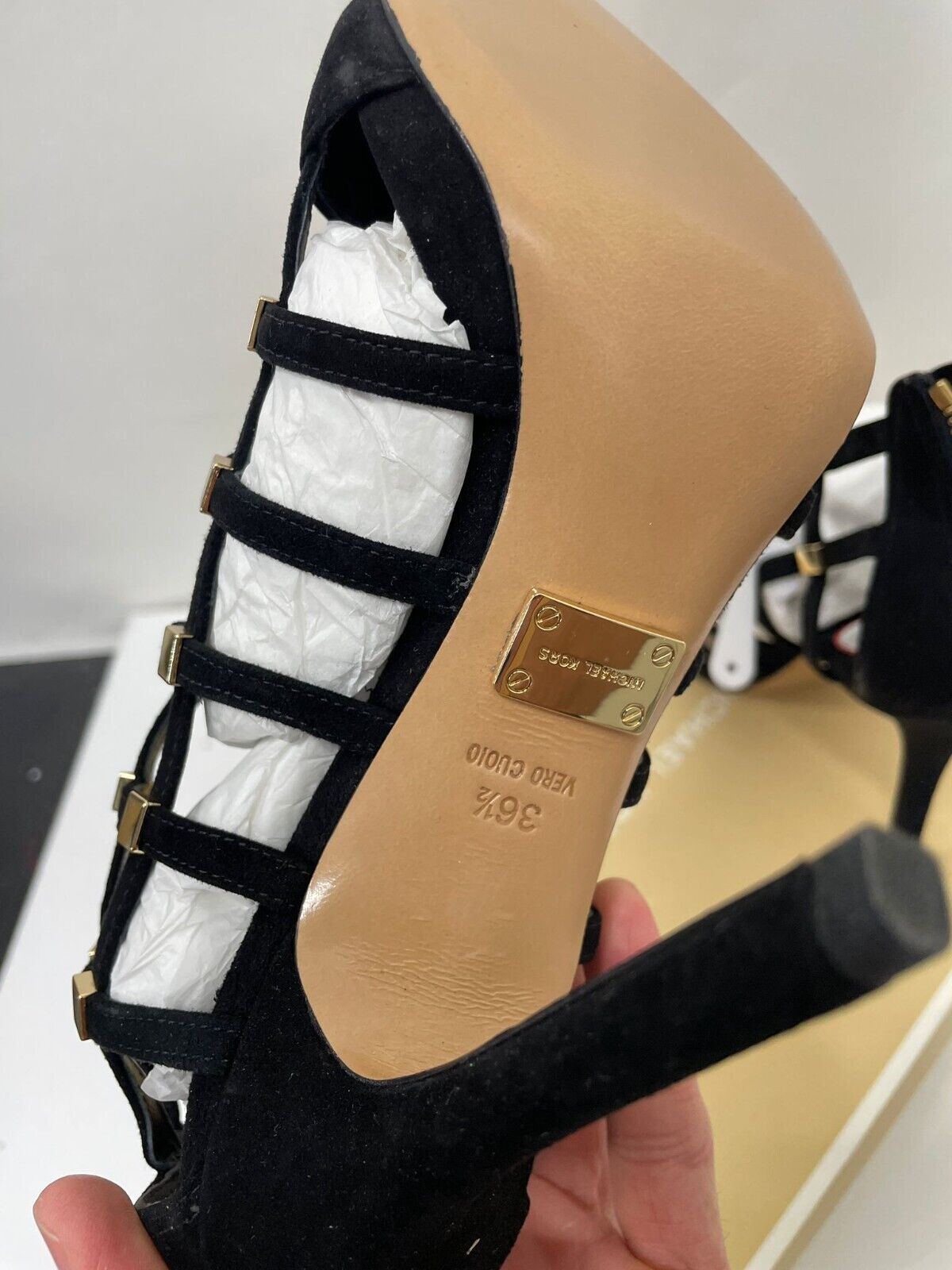 Michael kors discount black studded heels