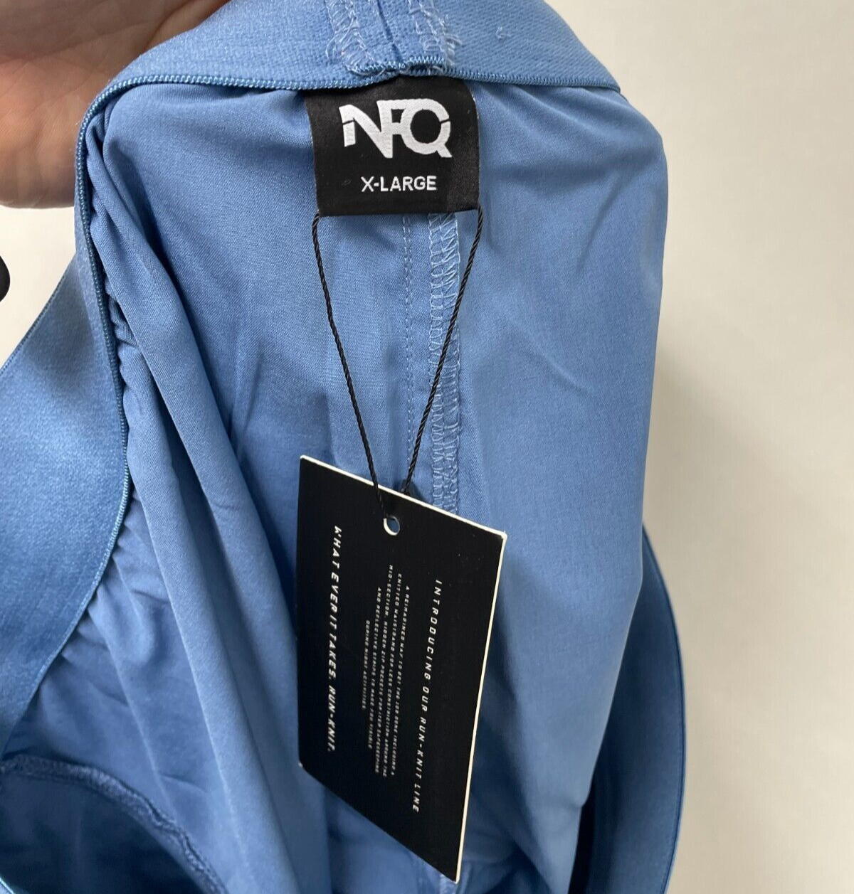 NFQ Women's XL Training Shorts 3" Blue Drawstring Zip Pockets Reflective NWT