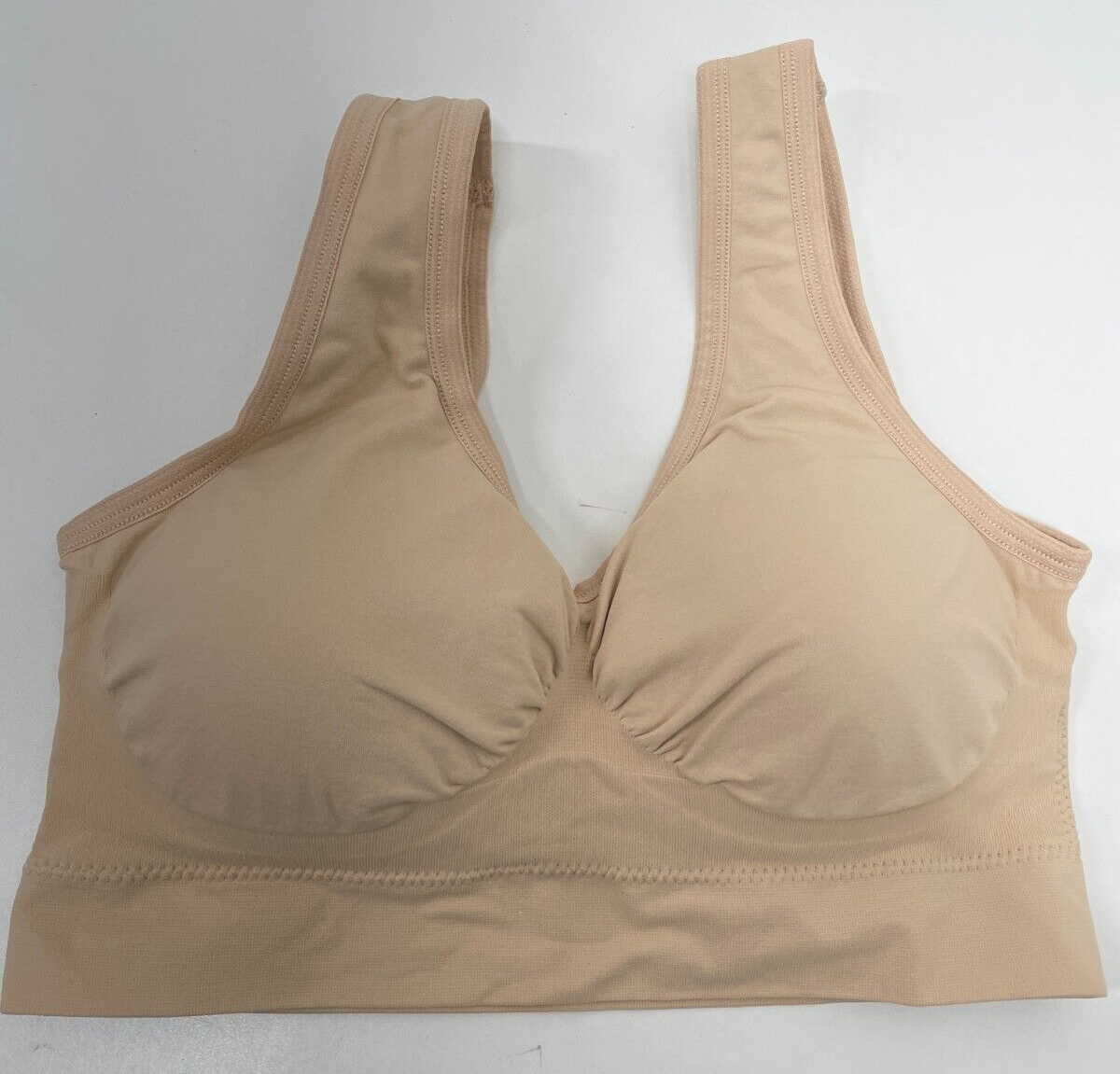 The Vermont Country Store Womens XL Soft Knit Wireless Leisure Bra Sunbeige