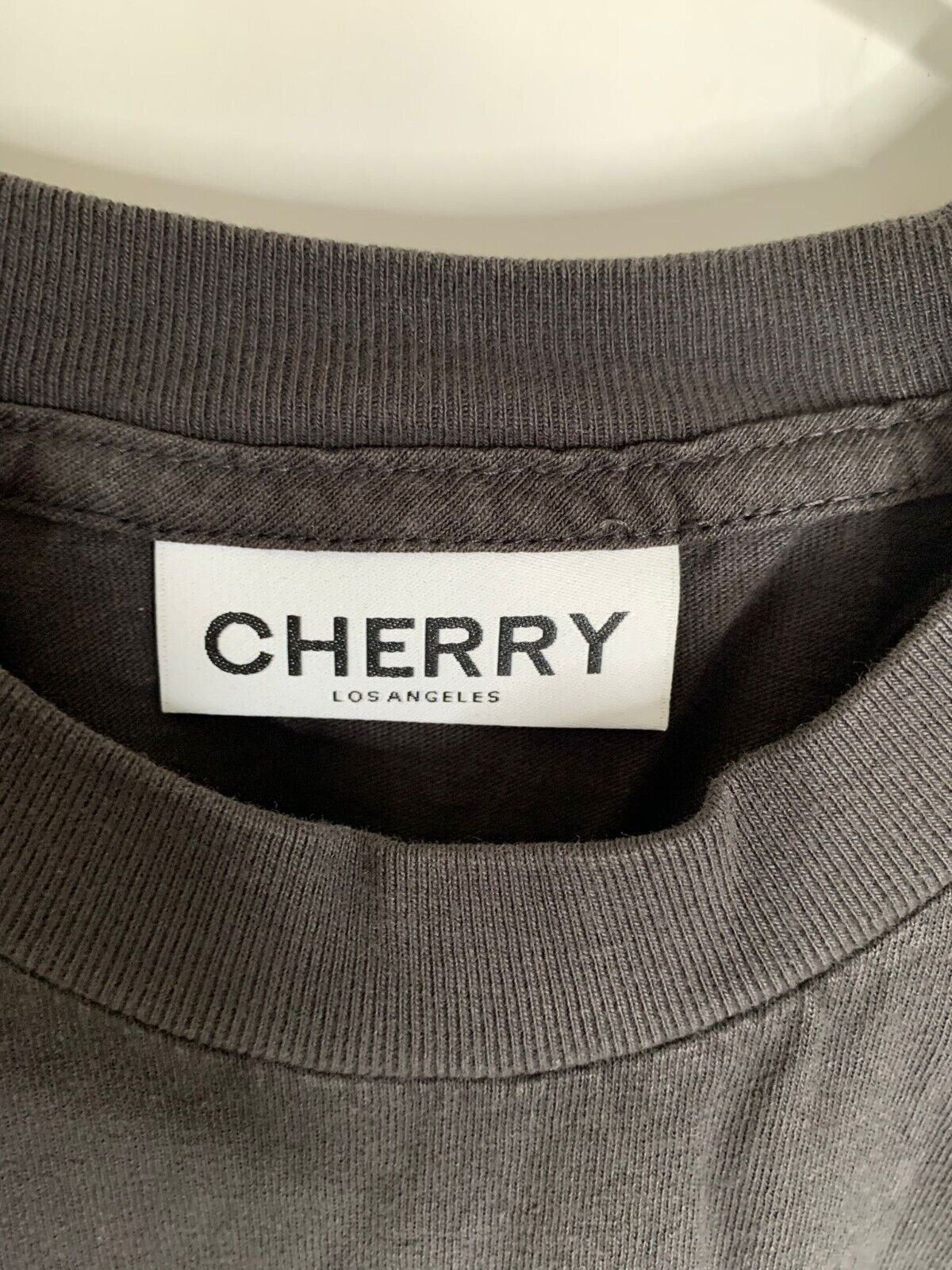 Cherry Mens M Logo Basic T Shirt Off Black Short Sleeve Crew Neck