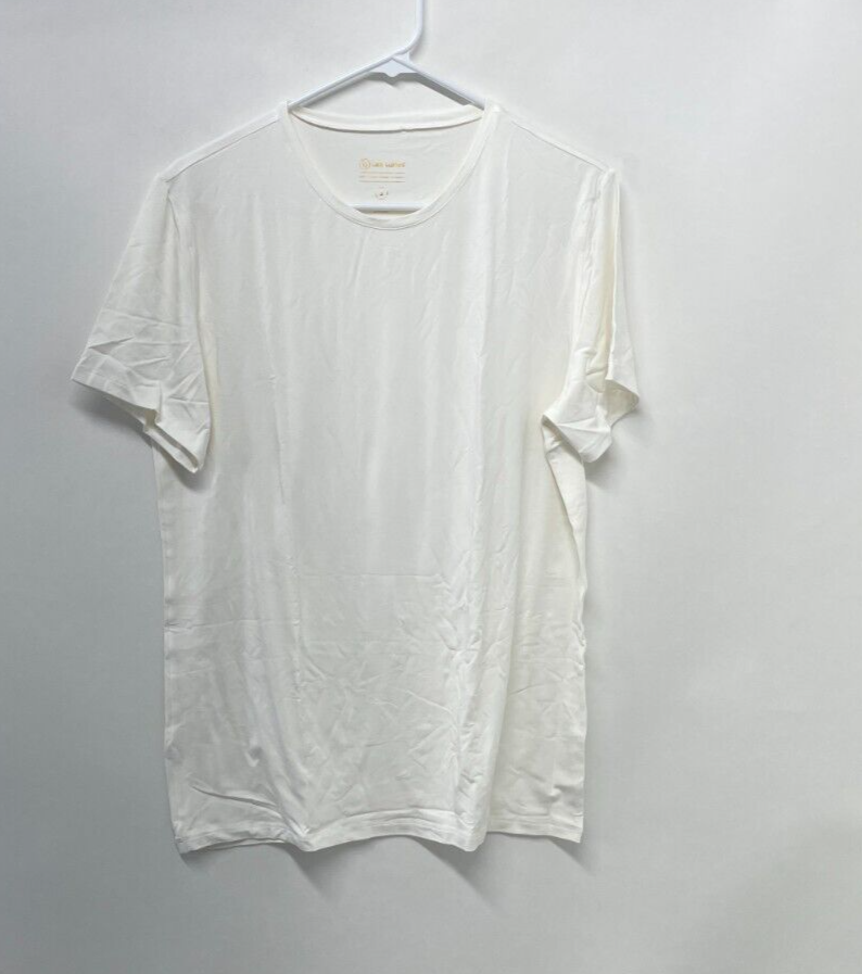 Les Lunes Mens S The Rob T-Shirt Off White Bamboo Short Sleeve Classic Cut