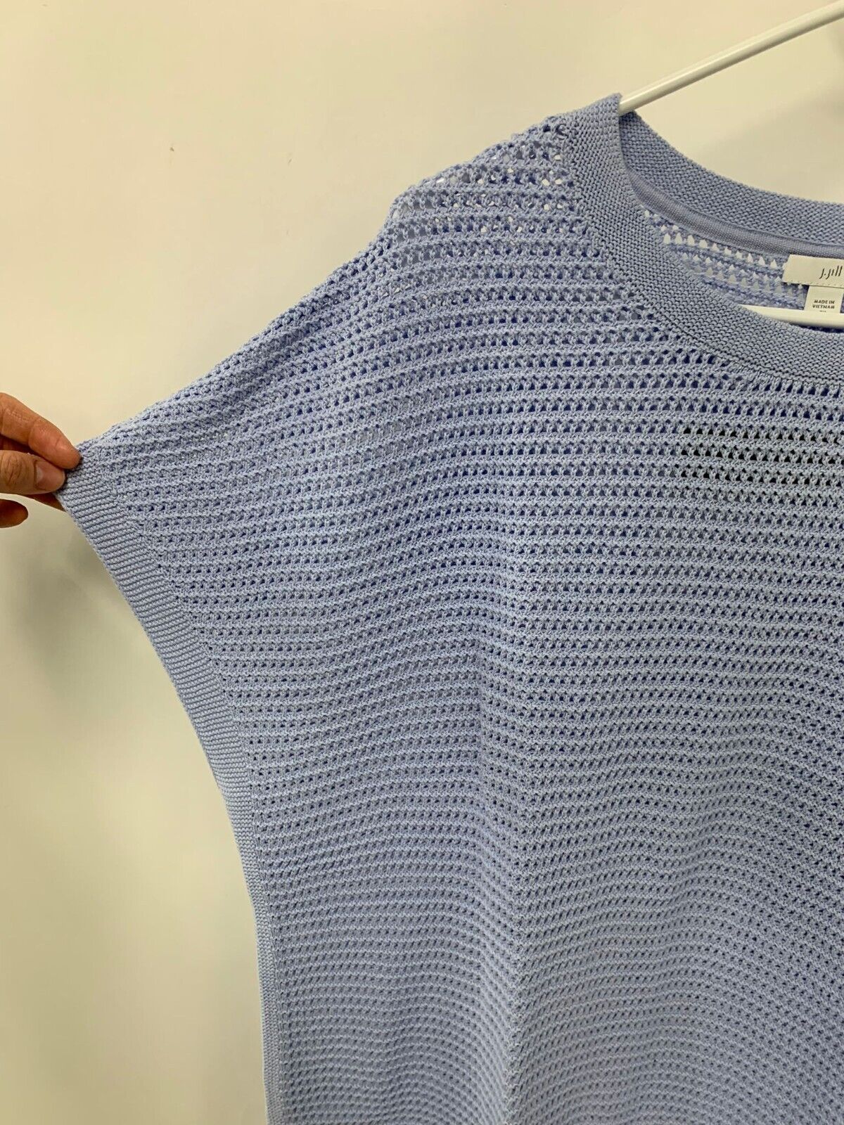 J Jill Womens 2X Textured Open Stitch Sweater Knit Poncho Tunic Pale Blue