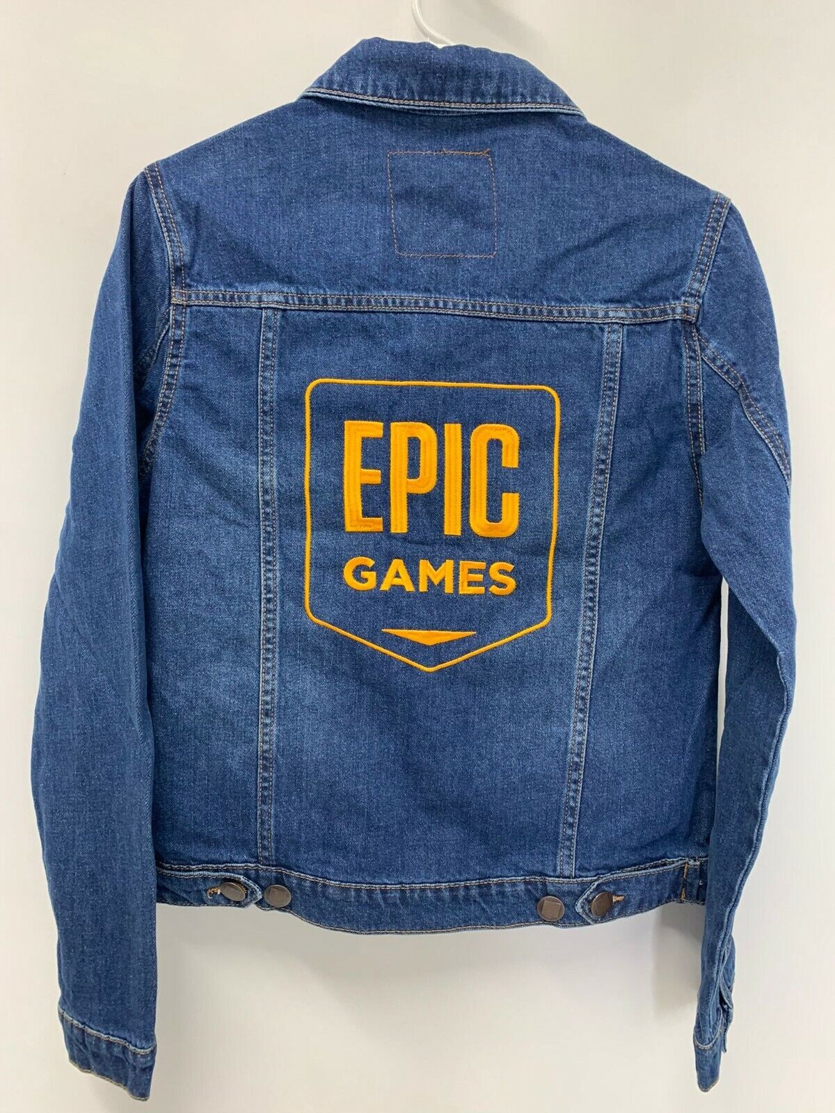 Epic Games Adult XS Blue Denim Jean Jacket Embroidered Fortnite Mens Trucker