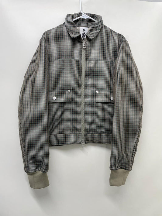 A Personal Note 73 Mens M Houndstooth Plaid Zip Up Wool Blend Jacket Bomber