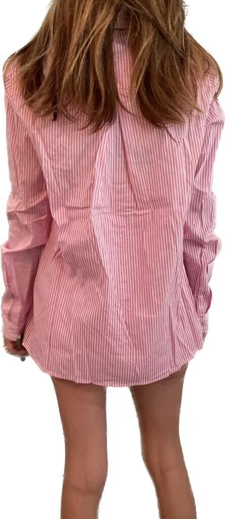 Princess Polly Womens 2 Pink White Stripe Chloe Set Dress Shirt & Shorts