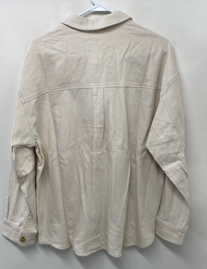 Wishlist Apparel Womens S Button Up Shirt Jacket Shacket Ivory Beige Flannel