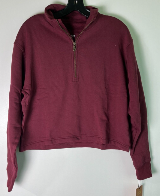 Girlfriend Collective Women's S 50/50 Half-Zip Pullover Sweatshirt Wine Red