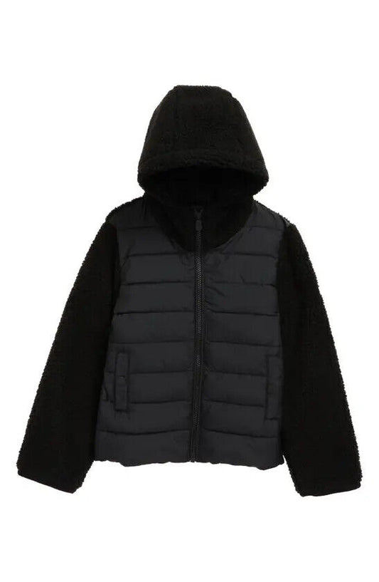Save the Duck Boys Youth Kids Derik Hooded Recycled Jacket Sherpa Puffer Quilted