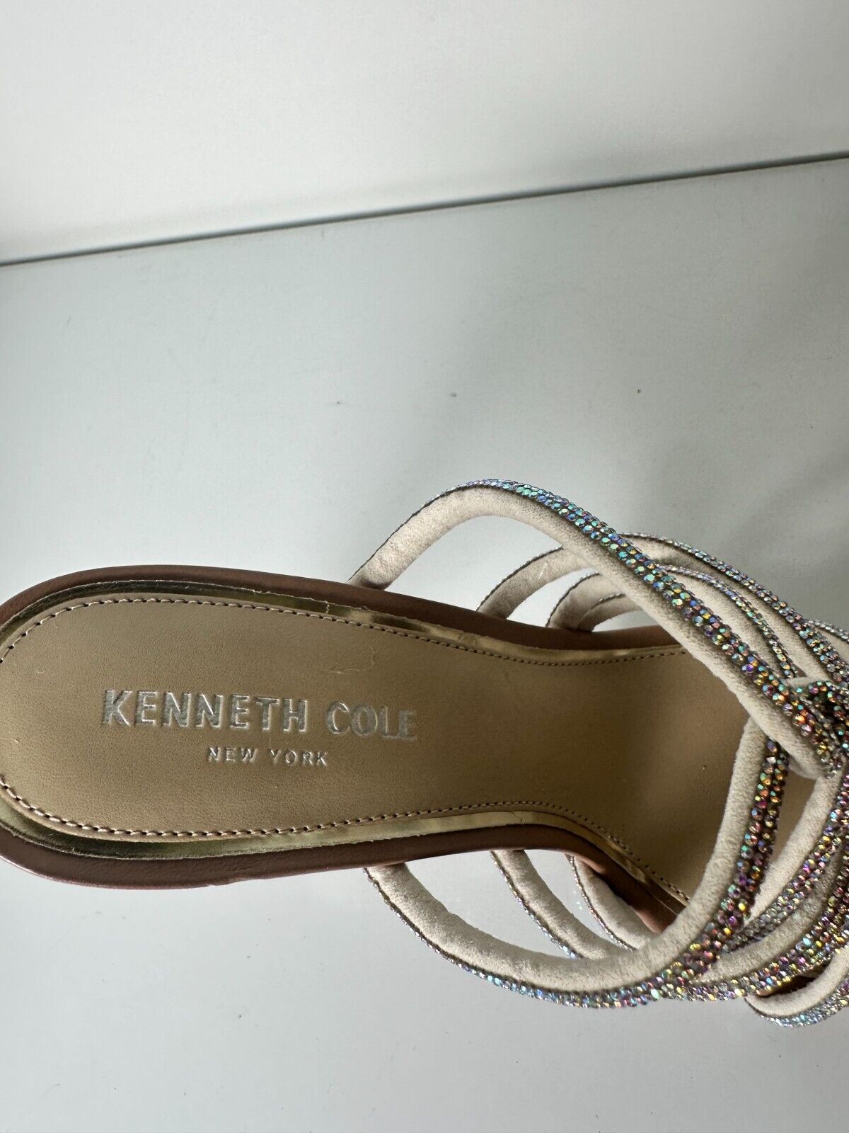 Kenneth Cole Women's 7 Brooke 95 Twisted Jeweled Heels Sandals Silver KLS2045MJ