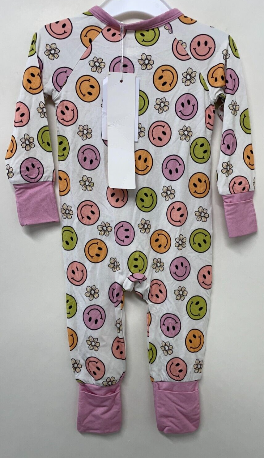 In My Jammers Karrie Locher Baby Girls 9-12M Purple Smiley Face Zipper Romper PJ