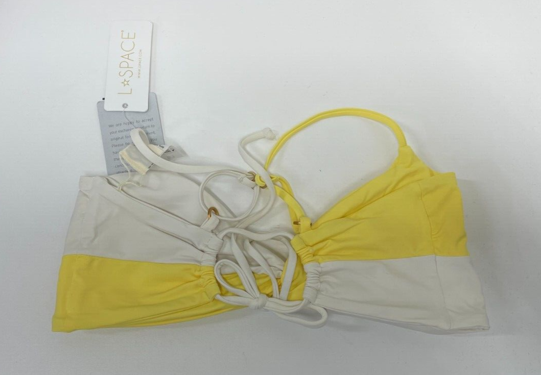 L Space Women's L Ringo-Nancy Lee Bikini Top Yellow/Cream Bralette CBRIT21 Swim