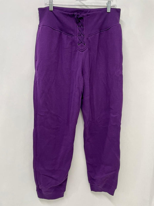 Victoria's Secret Women XL Cotton Fleece Lace-Up Jogger Purple Sweatpant Relaxed
