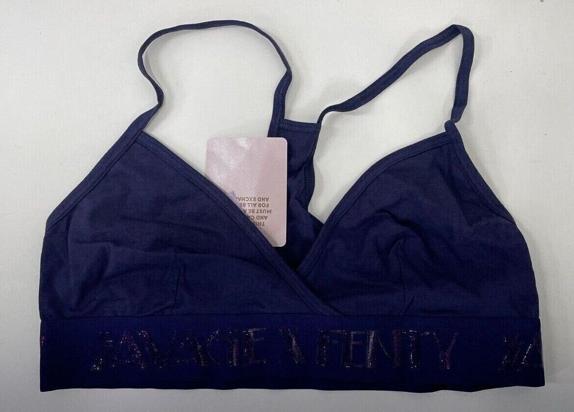 Fenty Savage Womens Vaporwave Forever Bralette Bra Navy Blue Metallic