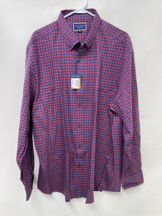 Charles Tyrwhitt Mens XXL Button-Down Collar Brushed Cotton Twill Check Shirt