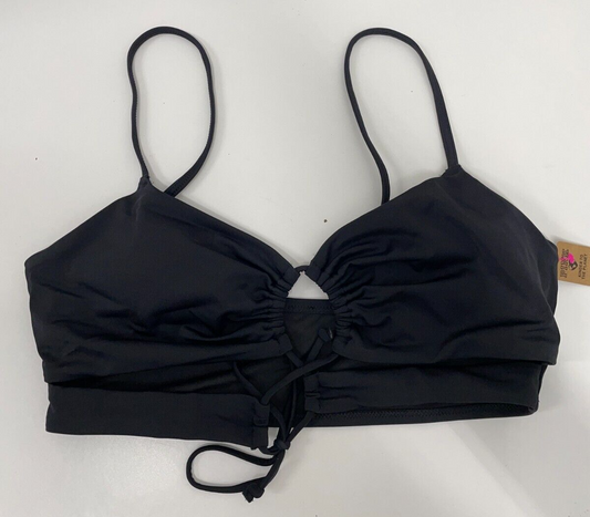 Victoria's Secret PINK Women's M Cut Out Bikini Top Black Pull On Wireless NWT