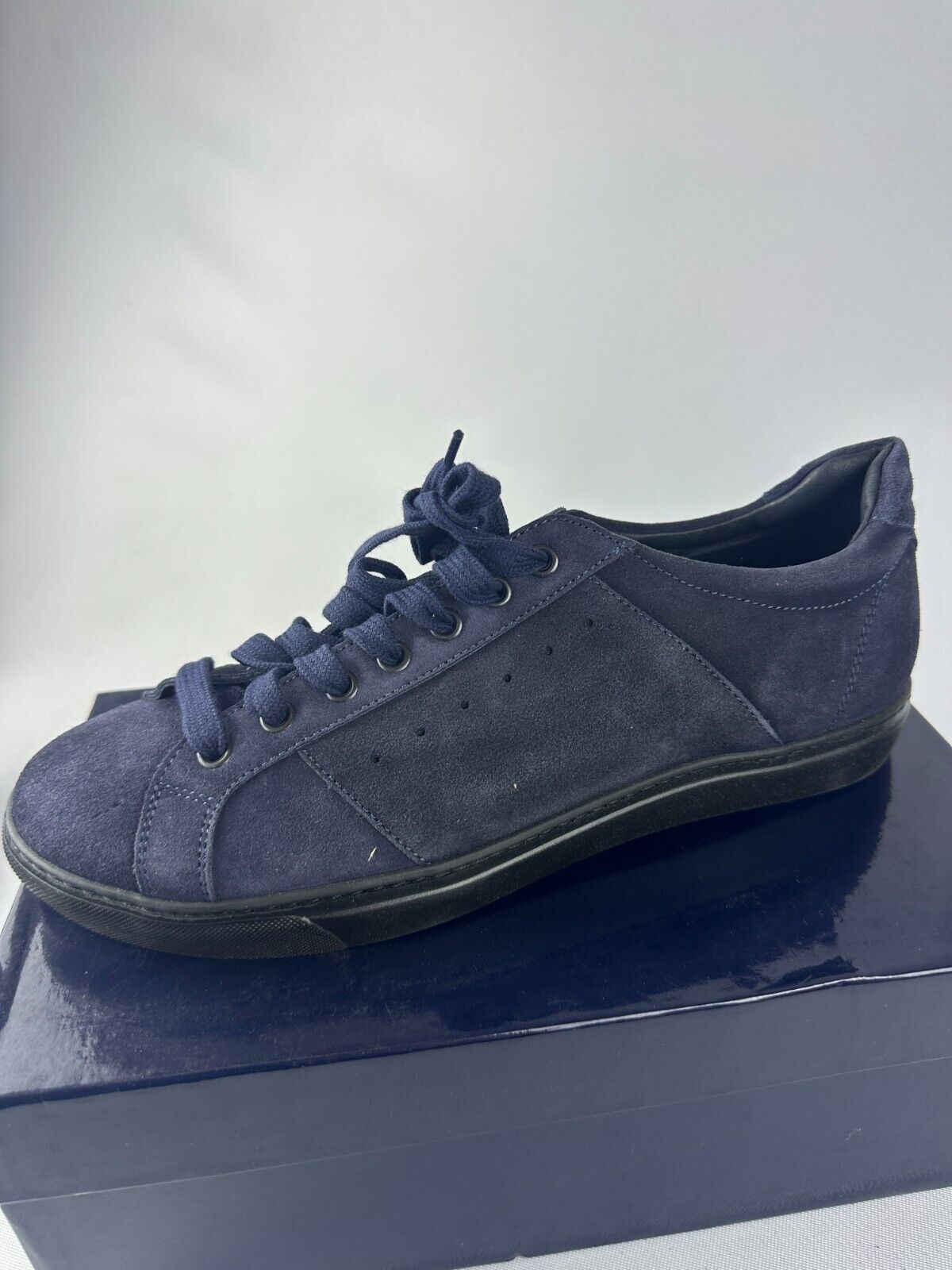Michael Pasinkoff Mens 42 Navy Blue Suede Sneaker Shoes Made in Italy