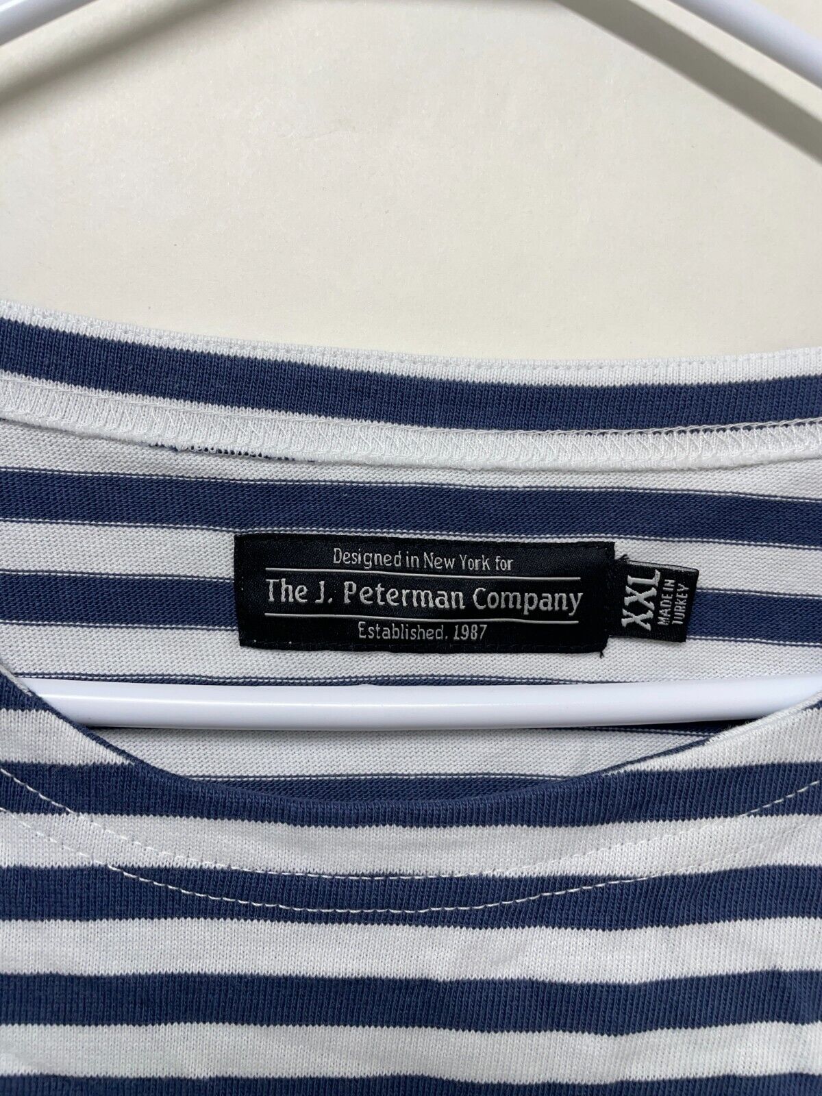 The J Peterman Company Womens XXL Long Sleeve Stripe Sweater Top Blue Nautical