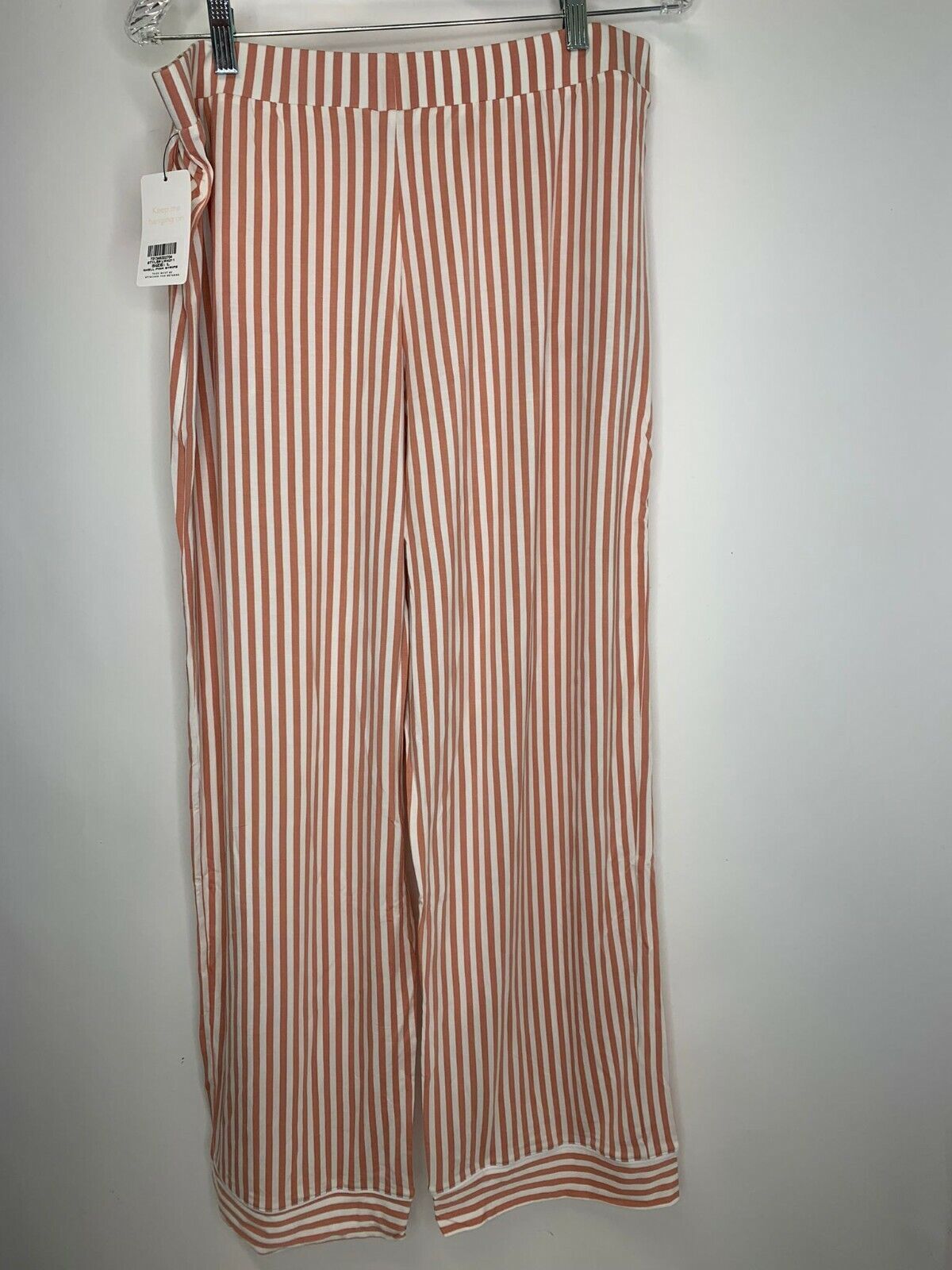 Lively Womens L The All Day Lounge Pants Pull On Shell Pink Stripe Wide Leg