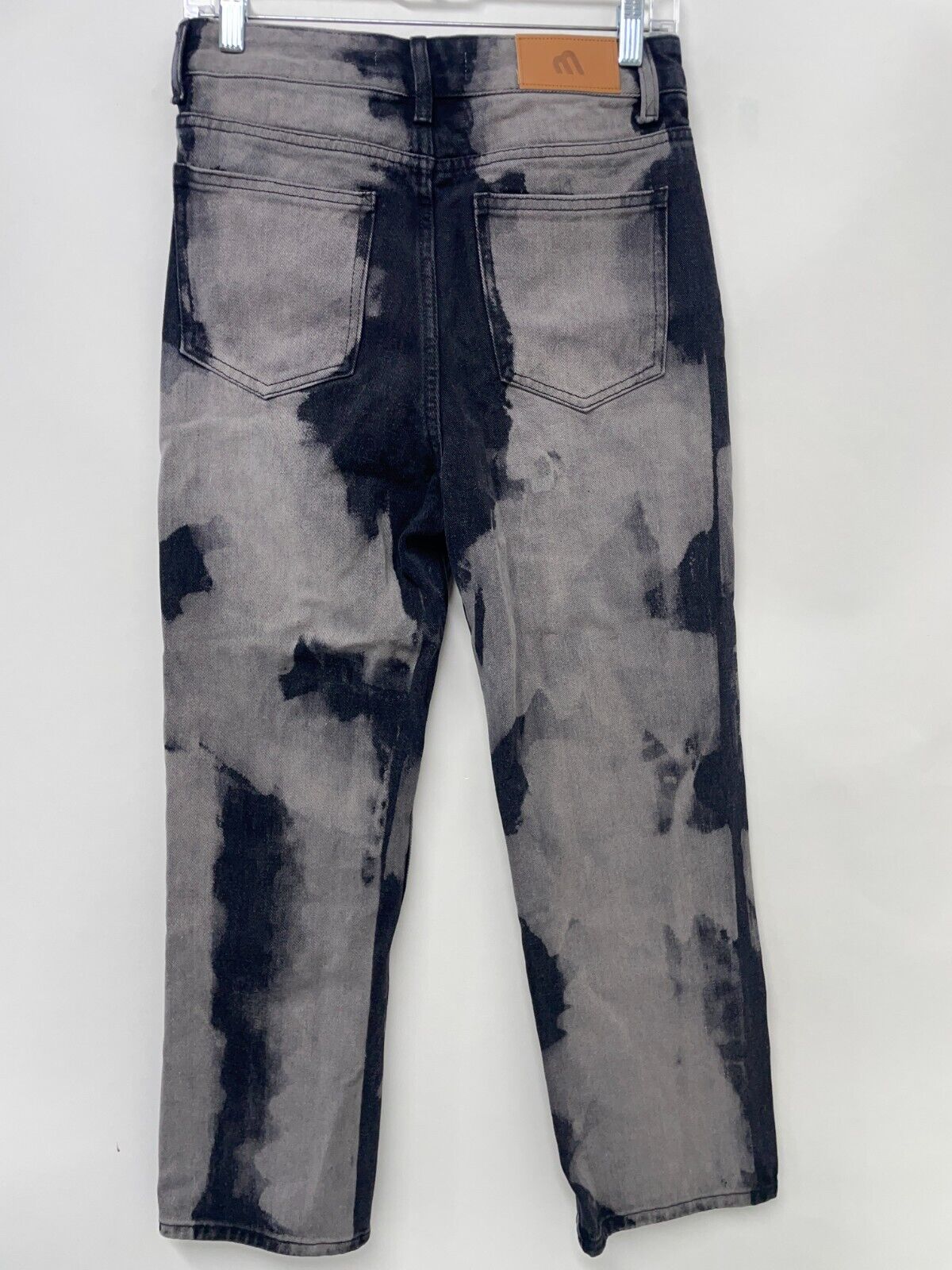 Realtakai Mens M Tie-Dye Washed Jeans Black 1462 Straight Wide Leg Denim