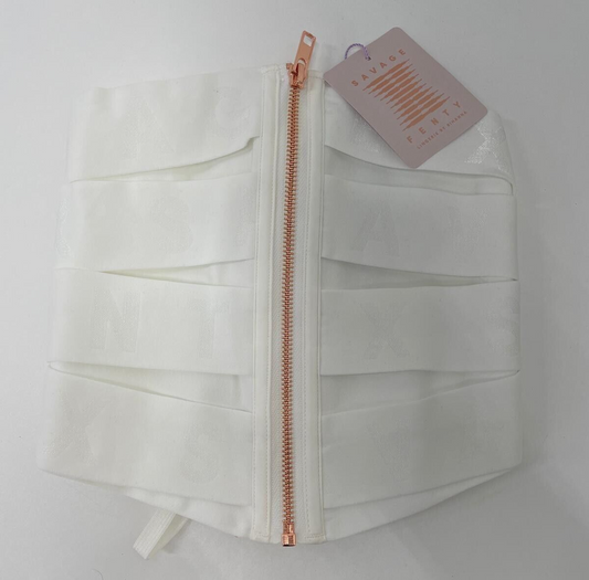 Savage Fenty Women XS/S Waspie Lingerie Bandage Bridal Waist Cincher White Pearl