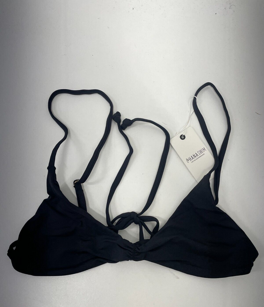 Lahana Womens S Koko Bikini Top Black Seamless Edges Minimal Tie Back Swimwear