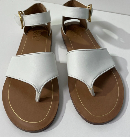 Franco Sarto Women's 8 Ruth Faux Leather Ankle Strap Sandals White I9151S2100