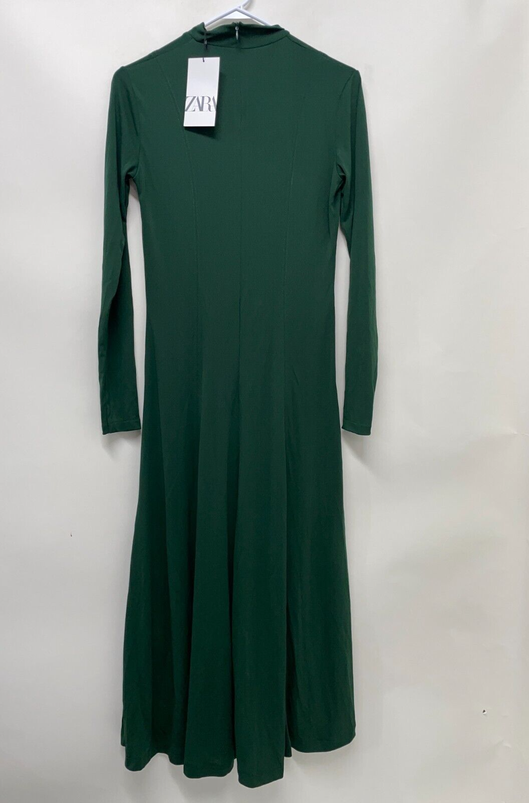 Zara Womens M Mock Neck Long Sleeve Midi Dress Green Flowing Flared 02 – B  Squared Liquidation