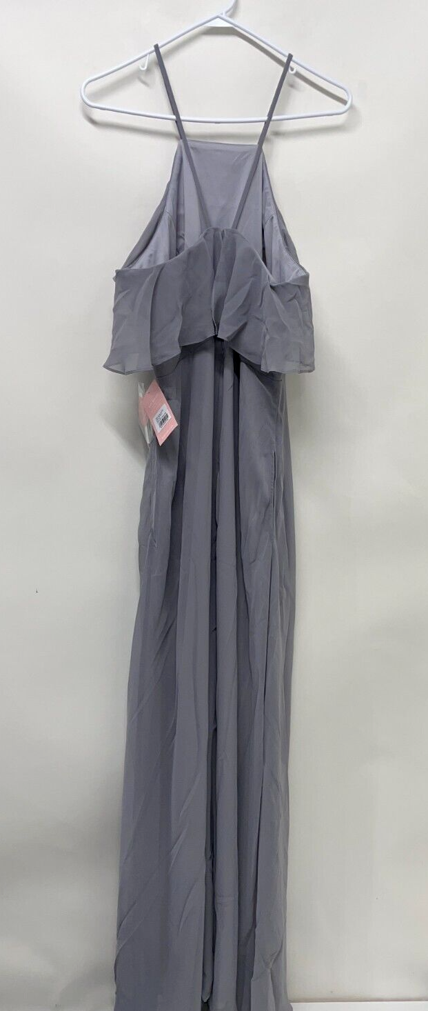 Birdy Grey Womens 2XL Jules Chiffon Bridesmaid Dress Silver With Built-in Cups