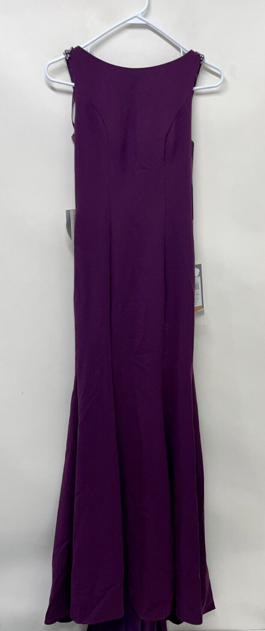Marsoni Colors Womens 0 Bridal Formal Dress Gown Purple Embellished Maxi M140