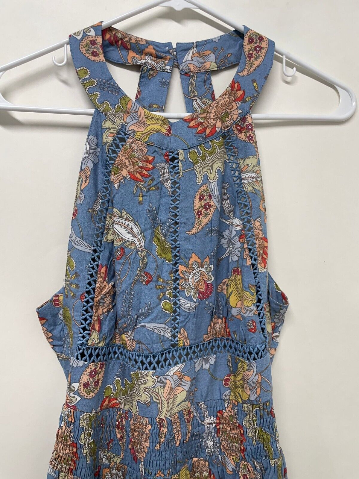 Petal + Pup Womens Newell Maxi Dress Floral Blue Halter Neck Sleeveless