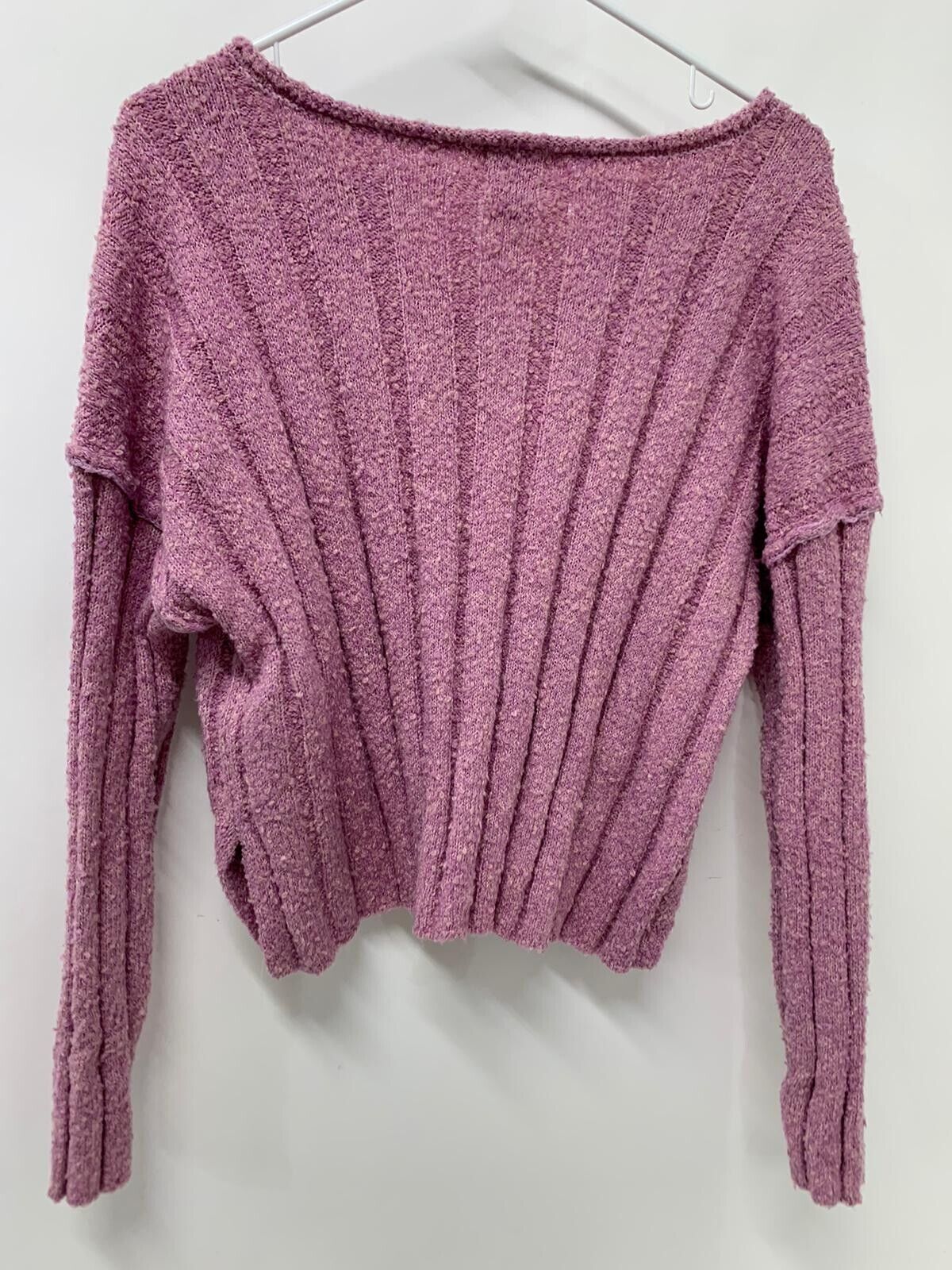 Urban Outfitters Womens S Lavender Shark Bite Hem Chenille Rib Sweater Pullover