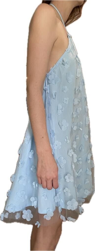Vici Womens S Niari Floral Embellished Halter Mini Dress Light Blue Idem Ditto