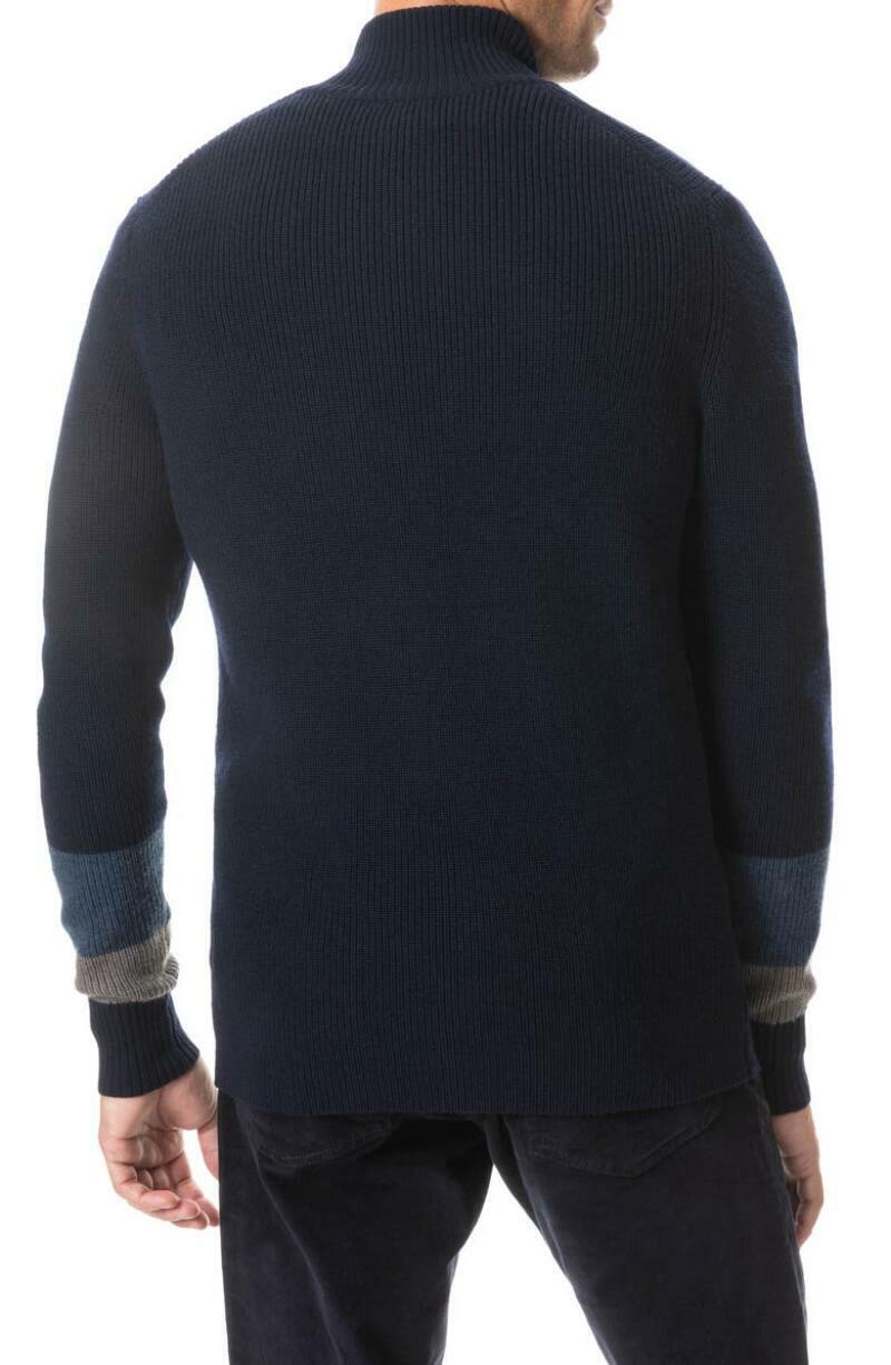 Rodd & Gunn Men S Meremere Quarter Zip Sweater Ribbed Knit Merino Wool Navy