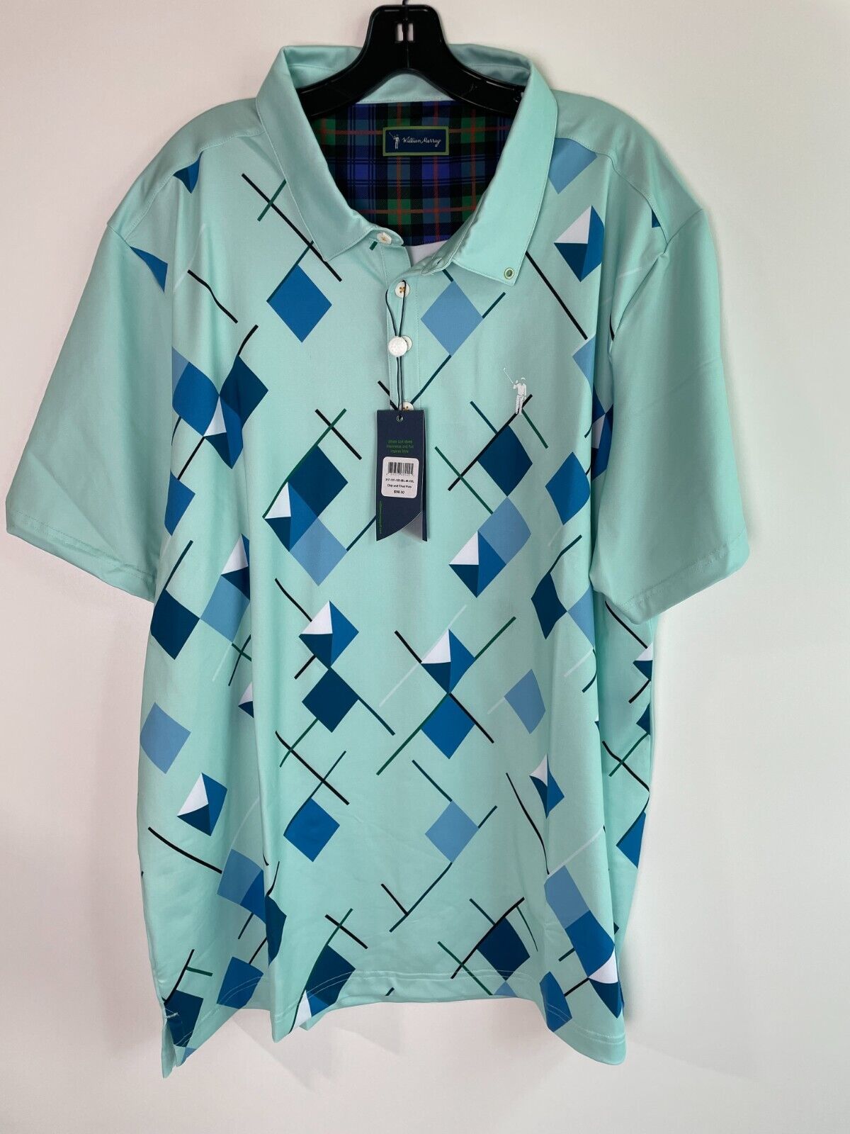 William Murray Mens 2XL Chip & Chad Polo Golf Shirt Ice Blue Short Sleeve