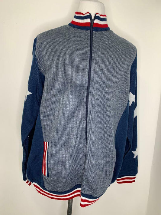 Bradford Exchange Mens 2XL Patriotic American USA Zip Up Cardigan Sweater Jacket