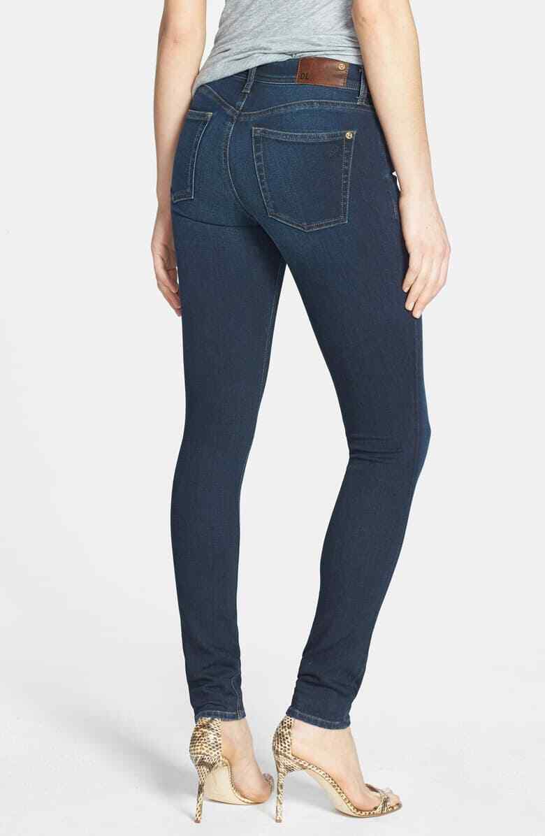 DL1961 Womens 26 Florence Mid Rise Instasculpt Skinny Jean Dark Wash Warner