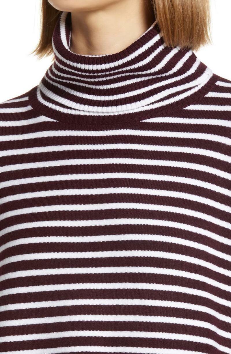 French Connection Womens XL Evening Wine Babysoft Stripe Turtleneck Top Sweater