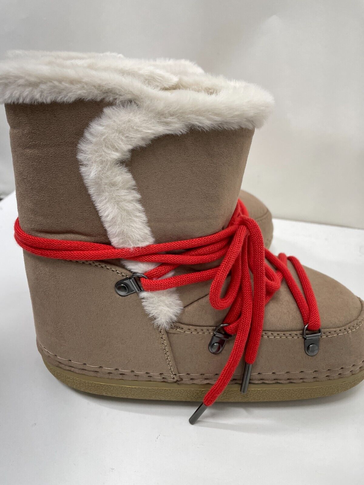 JustFab Womens M Avery Shearling Lace Up Boot Brown Cold Weather CW2254071-4338
