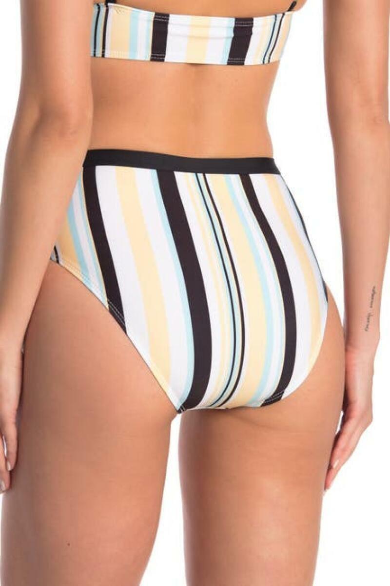 Ella Moss Womens XS Multicolor Tenacious Stripe High Waist Briefs Bikini Bottoms
