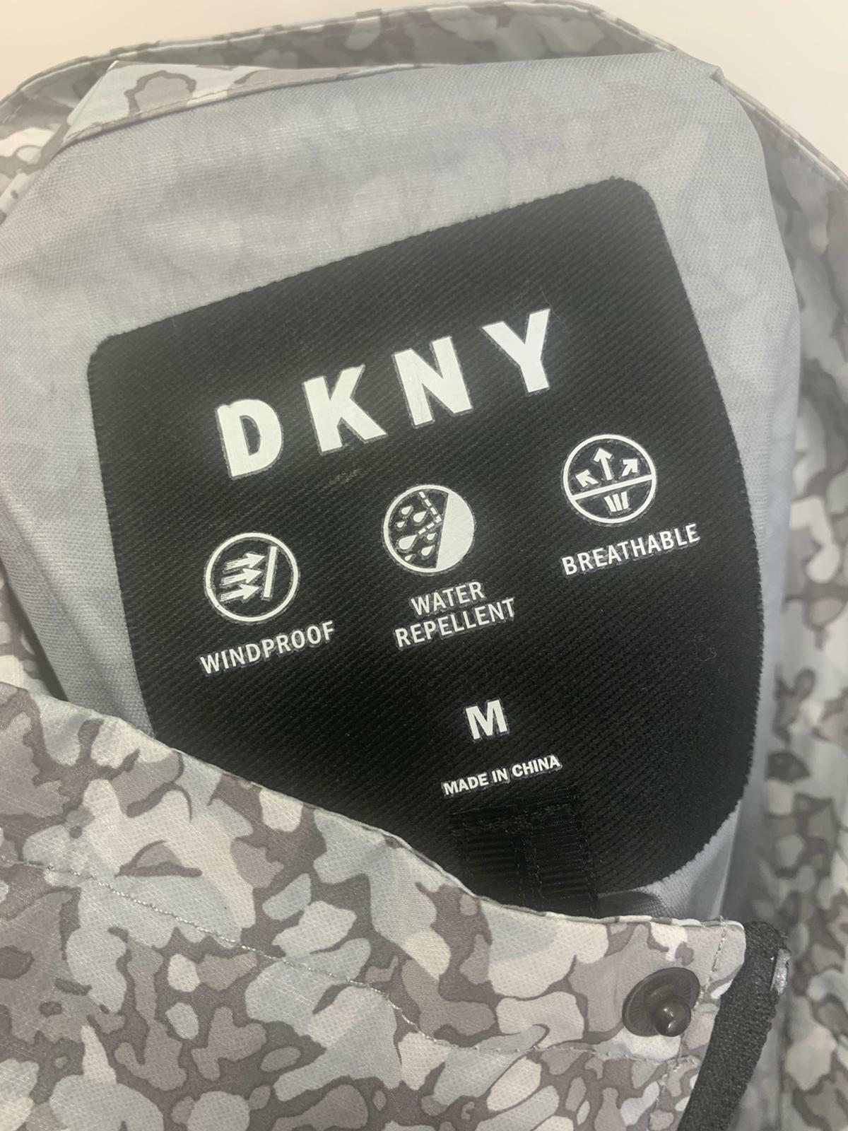 DKNY Mens Gray White Camo Printed Half-Zip Popover Jacket Windbreaker Waterproof