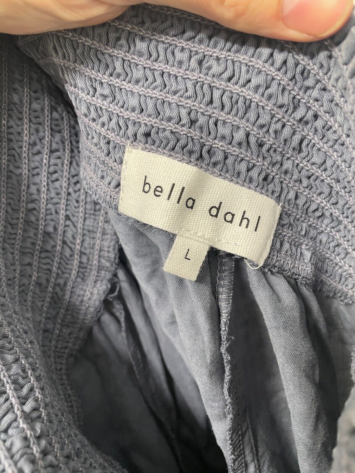 Bella Dahl Women's L Smocked Waist Printed Wide Leg Pants Indigo Stripe Tie Dye