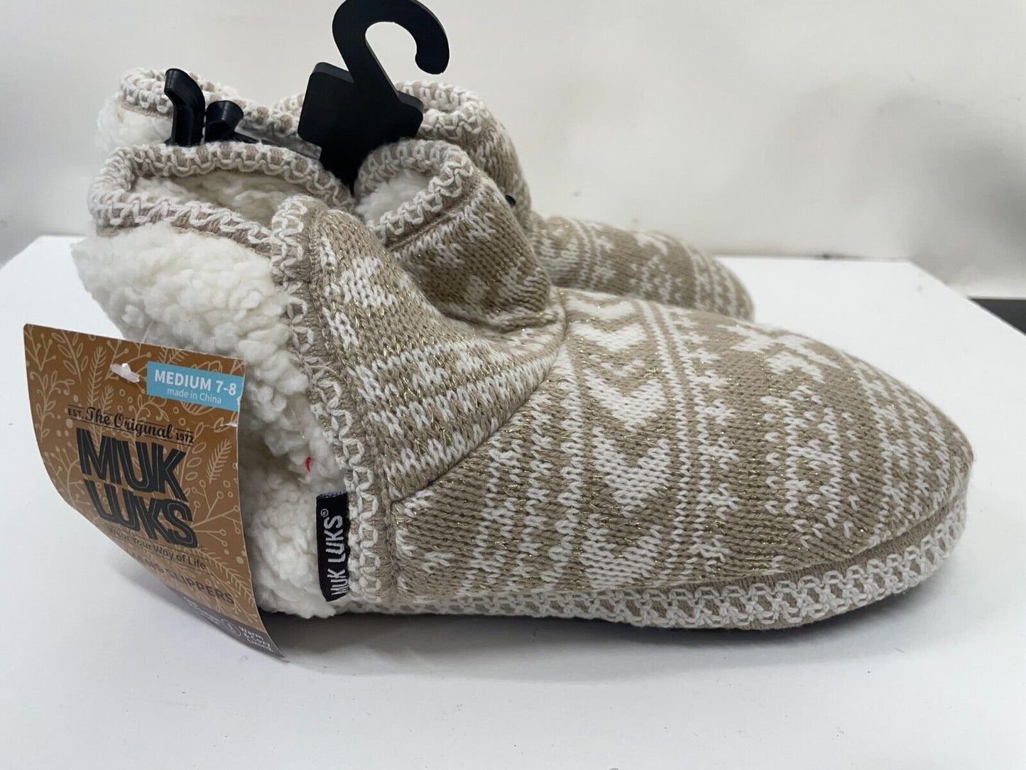 Muk Luks Womens M Anita Bootie Slipper Fairy Dust Cozy Faux Fur 1100024-270