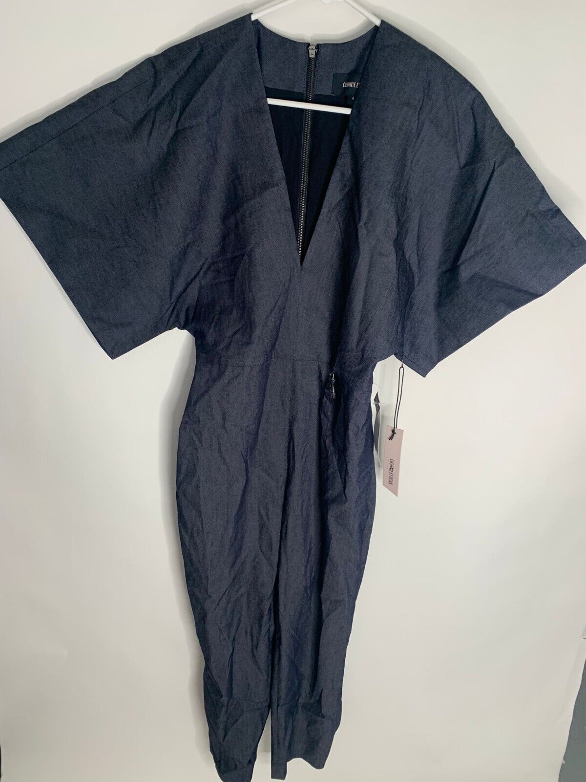 Cushnie Et Ochs Womens 4 Navy Kimono Sleeve Deep V Neck Jumpsuit $1595