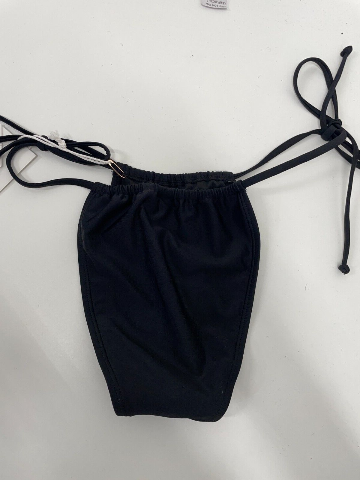 Good American Women's 0 / XS Tiny Ties Bikini Bottom Black GSW0765 Side Ties NWT