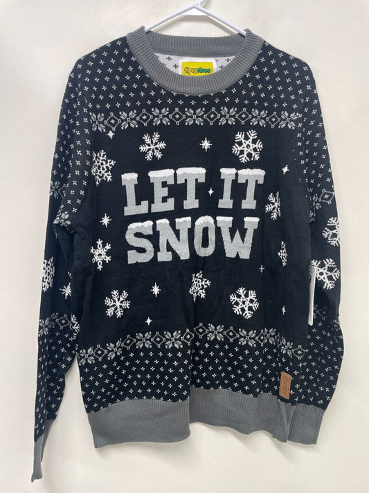Tipsy Elves Men's XL Let it Snow Light Up Ugly Christmas Sweater Black LED NWT